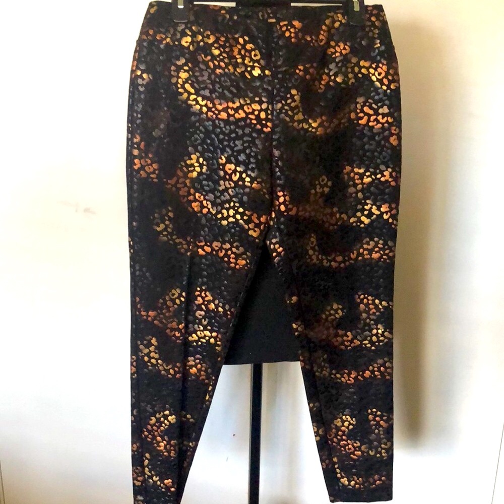 Insight Skinny Black and Gold Pants with Elegant Metallic Design